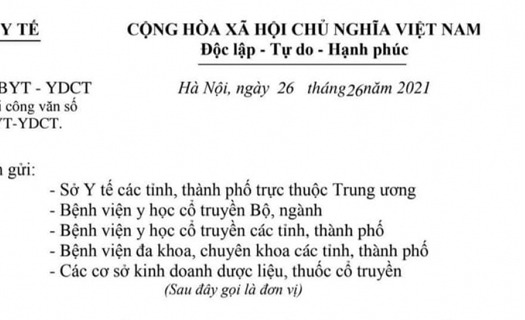 Bộ Y tế thu hồi văn bản 5944/ BYT-YHCT